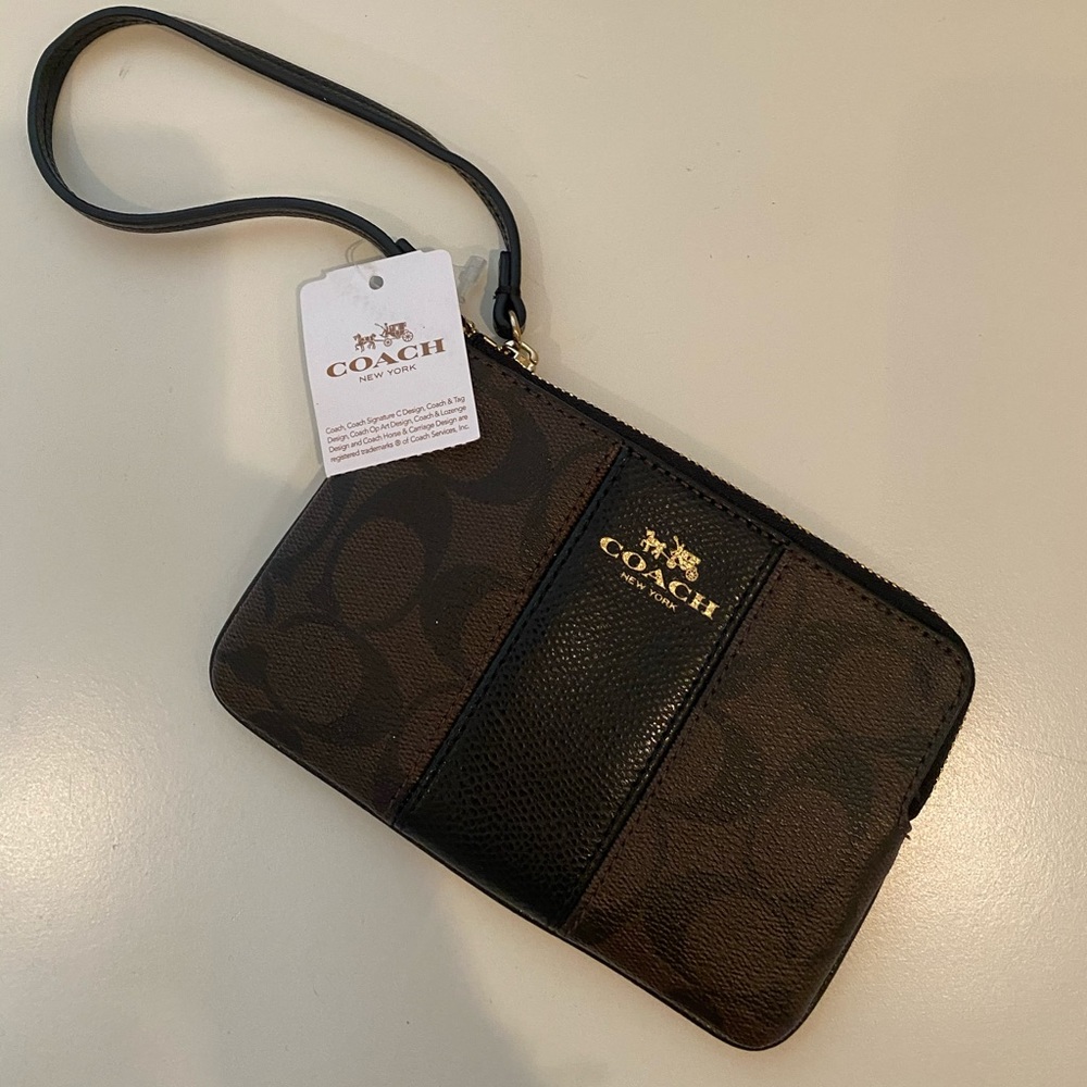 Coach brown wristlet